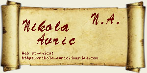Nikola Avrić vizit kartica